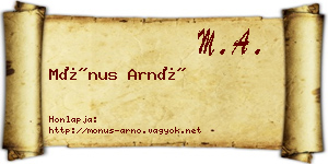 Mónus Arnó névjegykártya